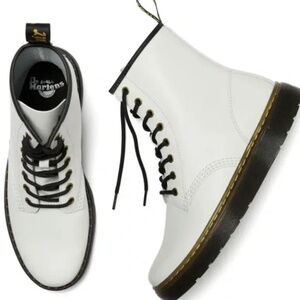 NEW Dr Martens Zavala J Girls 5 Boys 4 White Vegan Leather Combat Ankle Boots